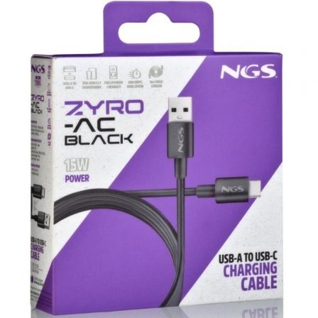 NGS Cable USB 2.0 ZYRO-AC Macho a USB Tipo-C, 15W, 480Mbps, 1m, Negro